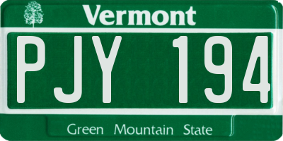 VT license plate PJY194