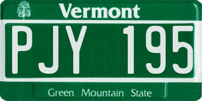 VT license plate PJY195