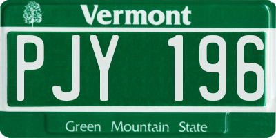 VT license plate PJY196