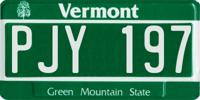 VT license plate PJY197
