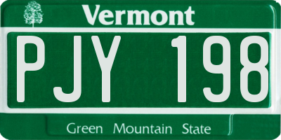 VT license plate PJY198