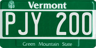 VT license plate PJY200