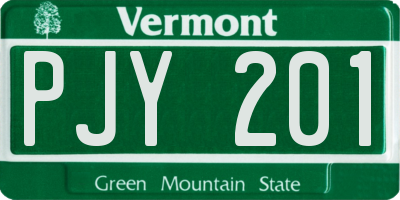 VT license plate PJY201