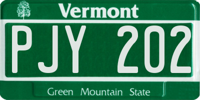 VT license plate PJY202