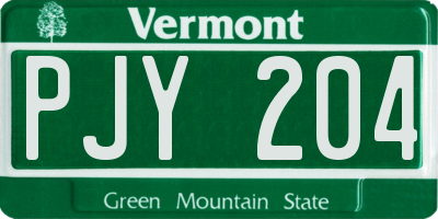 VT license plate PJY204