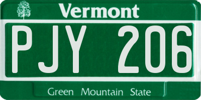 VT license plate PJY206