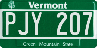 VT license plate PJY207