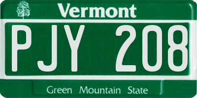 VT license plate PJY208