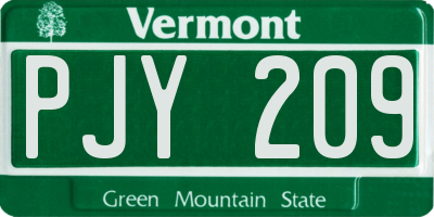 VT license plate PJY209