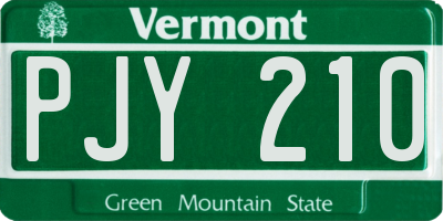 VT license plate PJY210