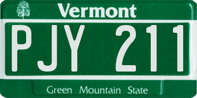 VT license plate PJY211