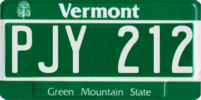 VT license plate PJY212