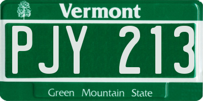VT license plate PJY213