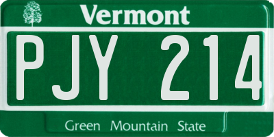 VT license plate PJY214