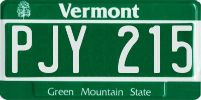 VT license plate PJY215