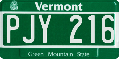 VT license plate PJY216