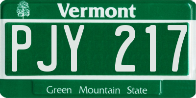VT license plate PJY217
