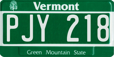 VT license plate PJY218