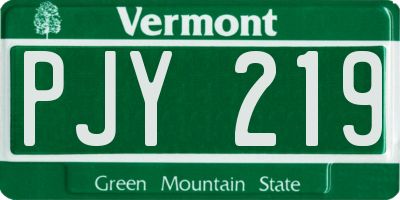VT license plate PJY219