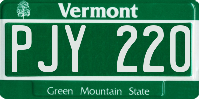 VT license plate PJY220