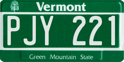 VT license plate PJY221