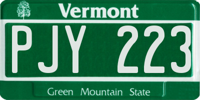 VT license plate PJY223