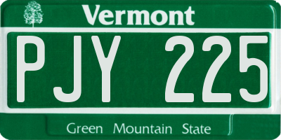 VT license plate PJY225