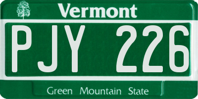 VT license plate PJY226