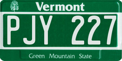 VT license plate PJY227