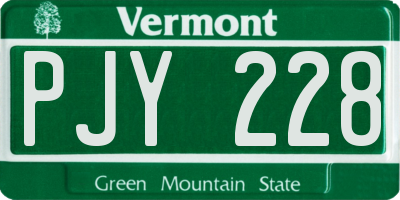 VT license plate PJY228