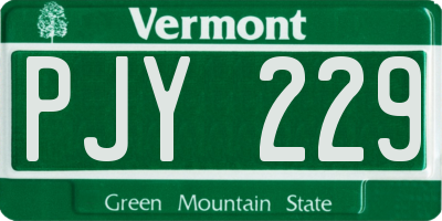 VT license plate PJY229