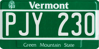 VT license plate PJY230