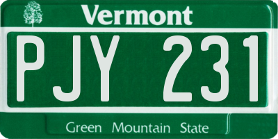 VT license plate PJY231
