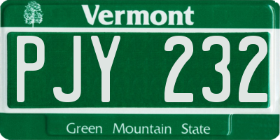 VT license plate PJY232
