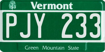 VT license plate PJY233