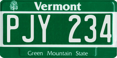 VT license plate PJY234