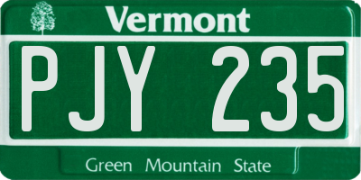 VT license plate PJY235