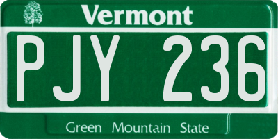 VT license plate PJY236
