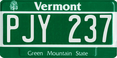 VT license plate PJY237