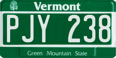 VT license plate PJY238