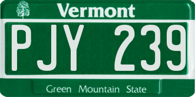 VT license plate PJY239
