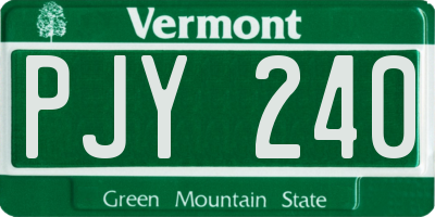 VT license plate PJY240