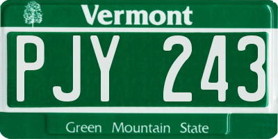 VT license plate PJY243