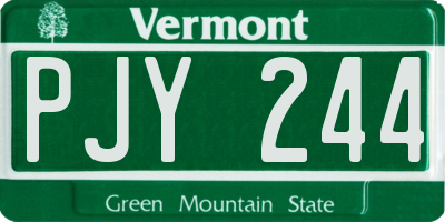 VT license plate PJY244