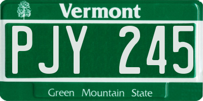 VT license plate PJY245