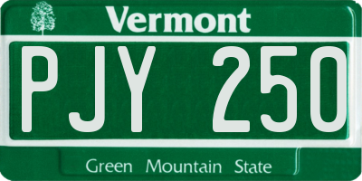 VT license plate PJY250