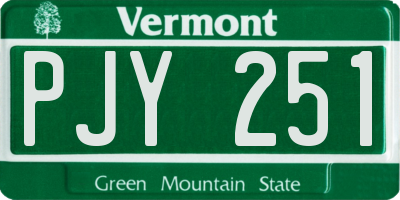 VT license plate PJY251