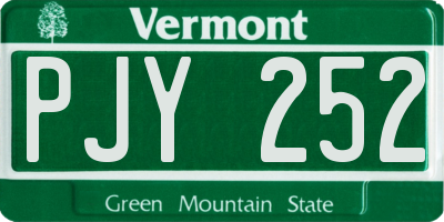 VT license plate PJY252