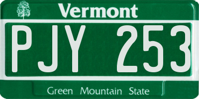 VT license plate PJY253
