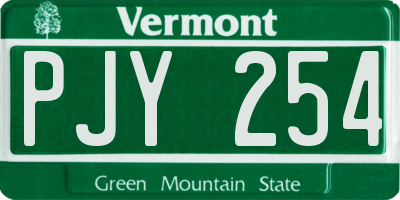 VT license plate PJY254